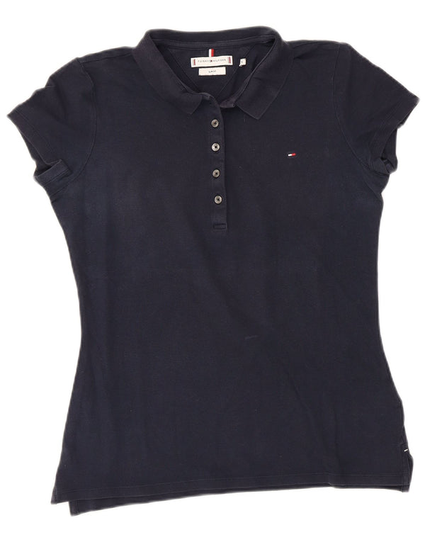 Tommy Hilfiger γυναικείο μπλουζάκι πόλο UK 12 μεσαίο μπλε βαμβακερό