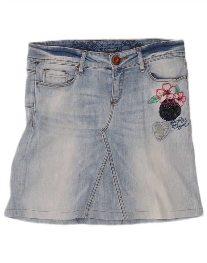 Desigual Γυναικεία γραφική μίνι τζιν φούστα W30 Medium Blue Floral