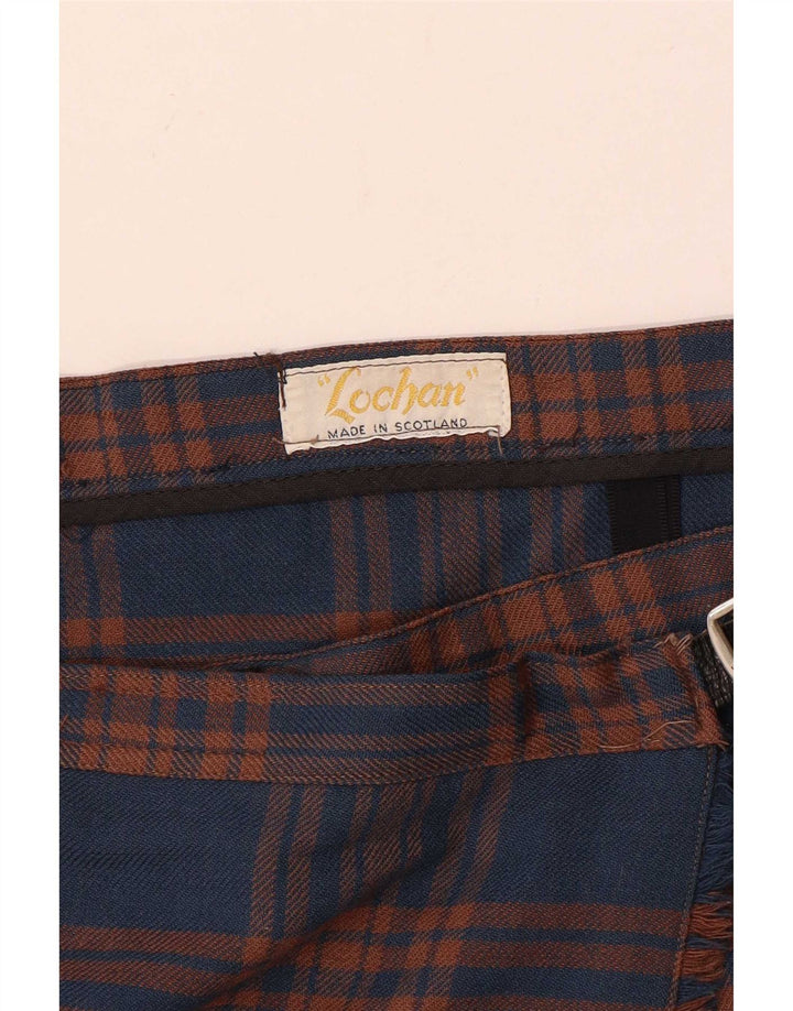 Vintage γυναικεία πλισέ Wrap φούστα W32 Large Navy Blue Check