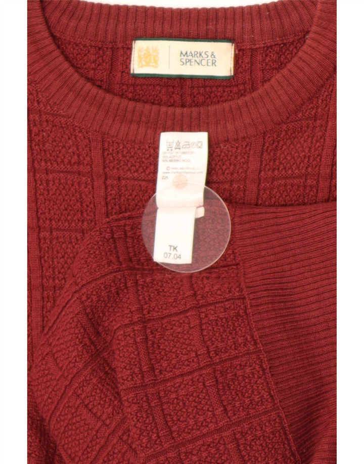 Marks & Spencer Ανδρικό πουλόβερ με λαιμόκοψη, μεσαίο κόκκινο ακρυλικό