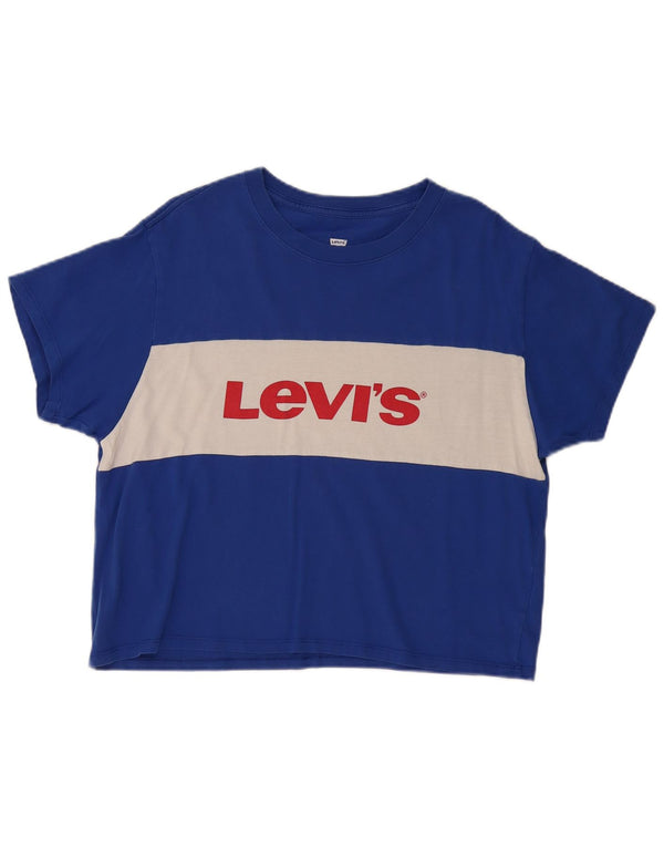 Γυναικείο T-Shirt Levi's Top UK 14 Medium Blue Colourblock