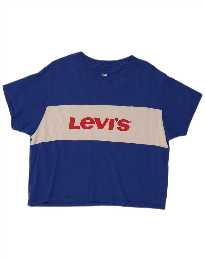 Γυναικείο T-Shirt Levi's Top UK 14 Medium Blue Colourblock