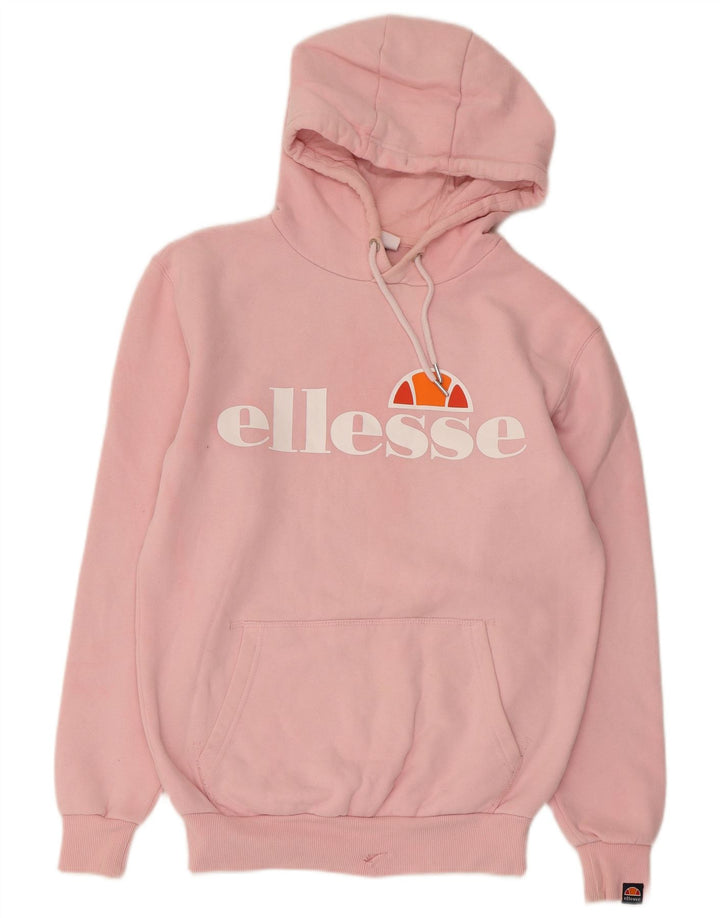 ELLESSE Γυναικείο υπερμεγέθη γραφικό μπλουζάκι με κουκούλα UK 8 Μικρό ροζ βαμβακερό
