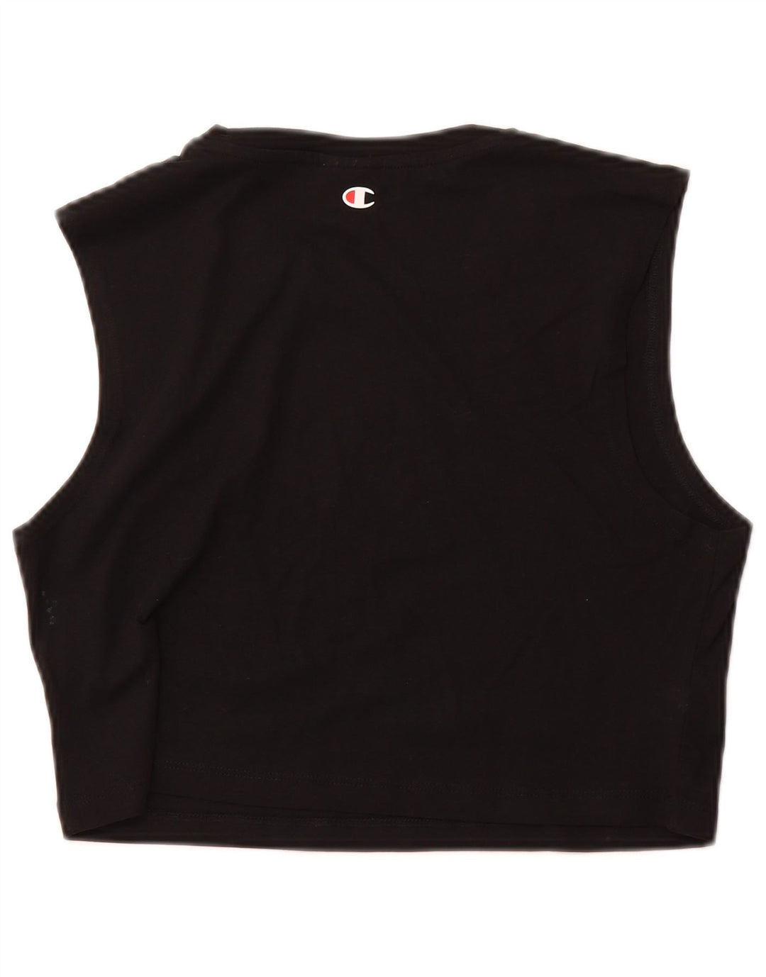 CHAMPION Womens Crop Graphic Vest Top UK 12 Medium Black Cotton