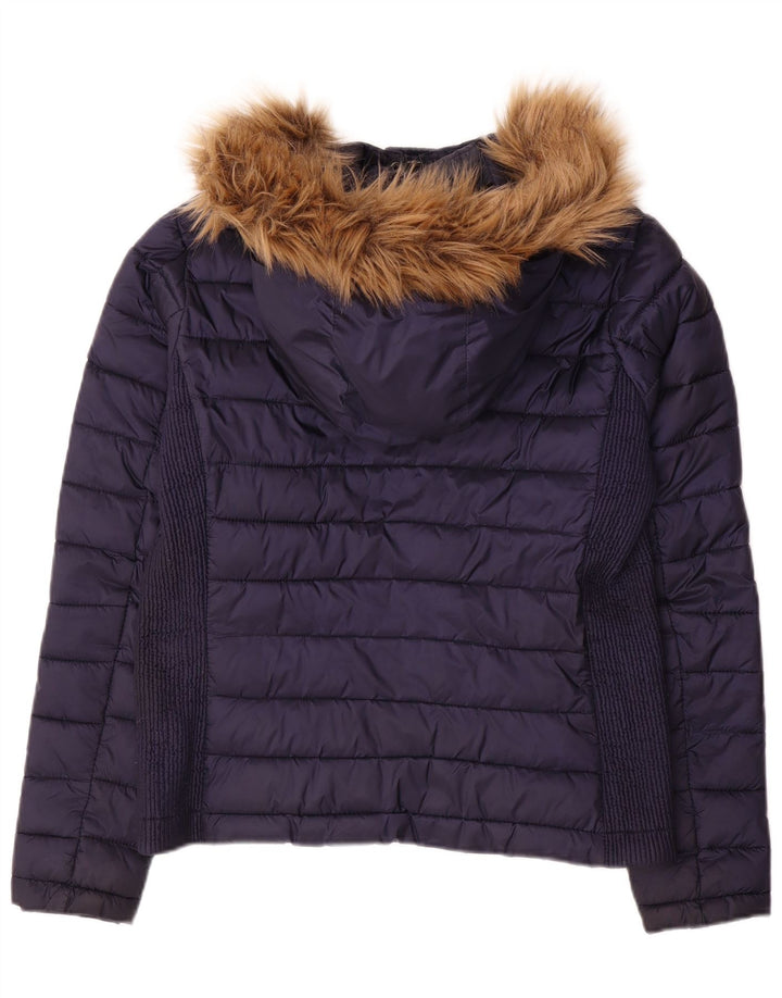 SUPERDRY Γυναικείο μπουφάν με κουκούλα UK 14 Medium Navy Blue Polyester