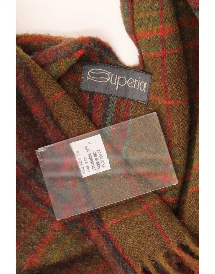 Superior Γυναικείο Ανοιχτό Poncho Jumper UK 16 Large Brown καρό μαλλί