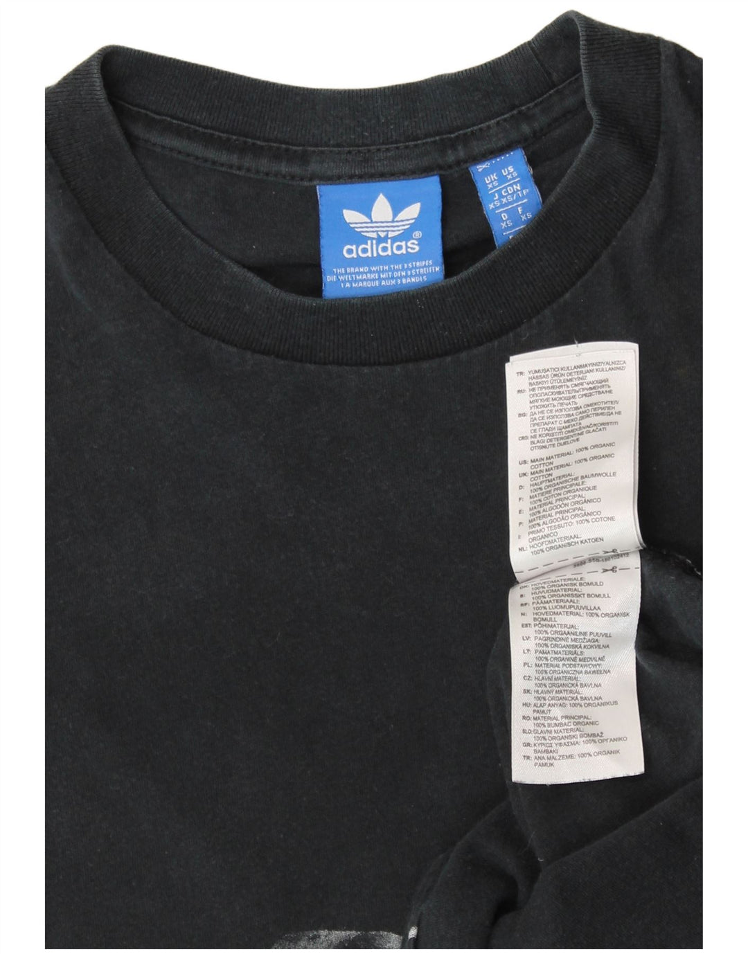 Γυναικείο γραφικό T-Shirt Adidas Top UK 6 XS Μαύρο βαμβακερό