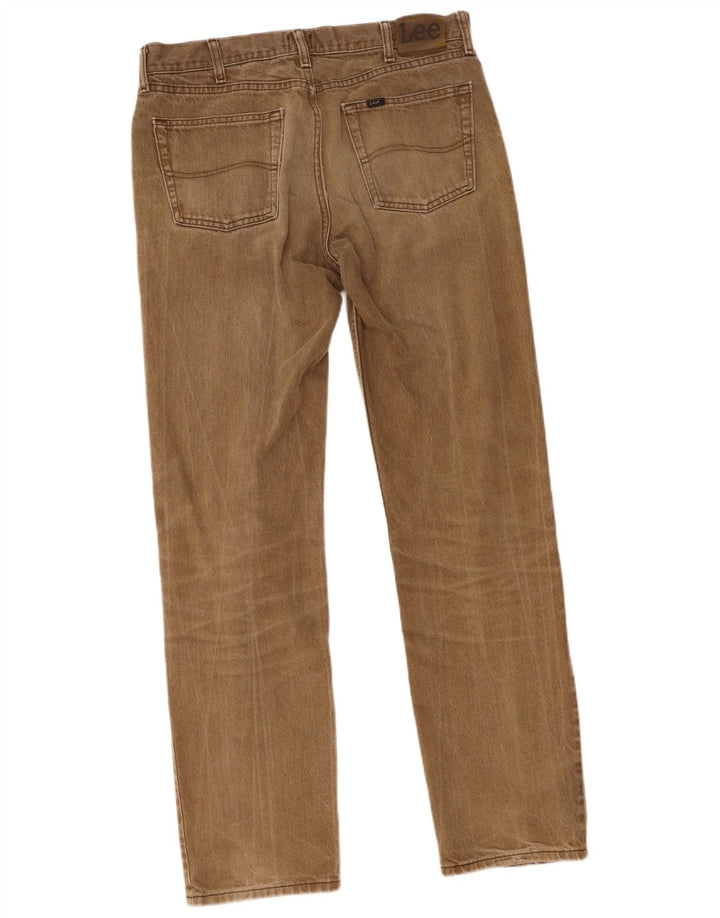 Lee Mens Straight Jeans W35 L34 Χακί Βαμβακερό