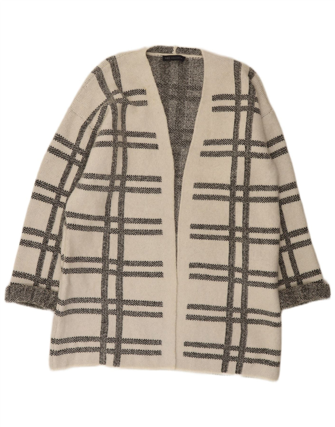 Marks & Spencer Γυναικεία ζακέτα Longline πουλόβερ UK 16 Large White Check