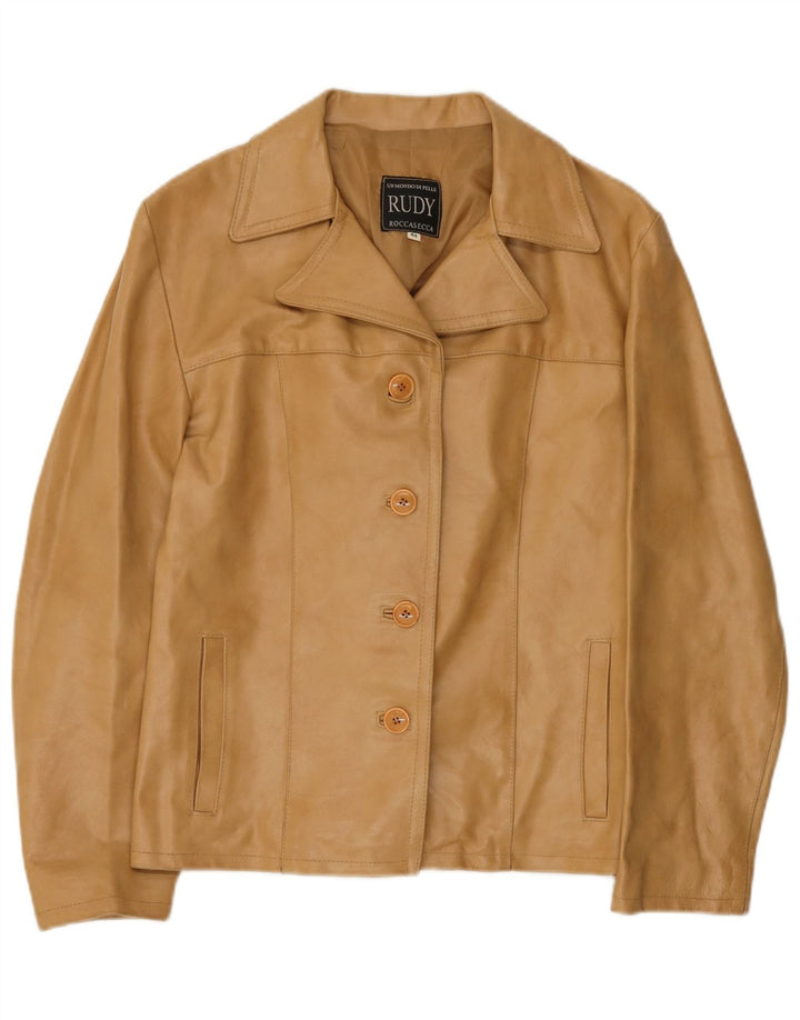 Vintage Γυναικείο Δερμάτινο Μπουφάν IT 44 Medium Beige Leather