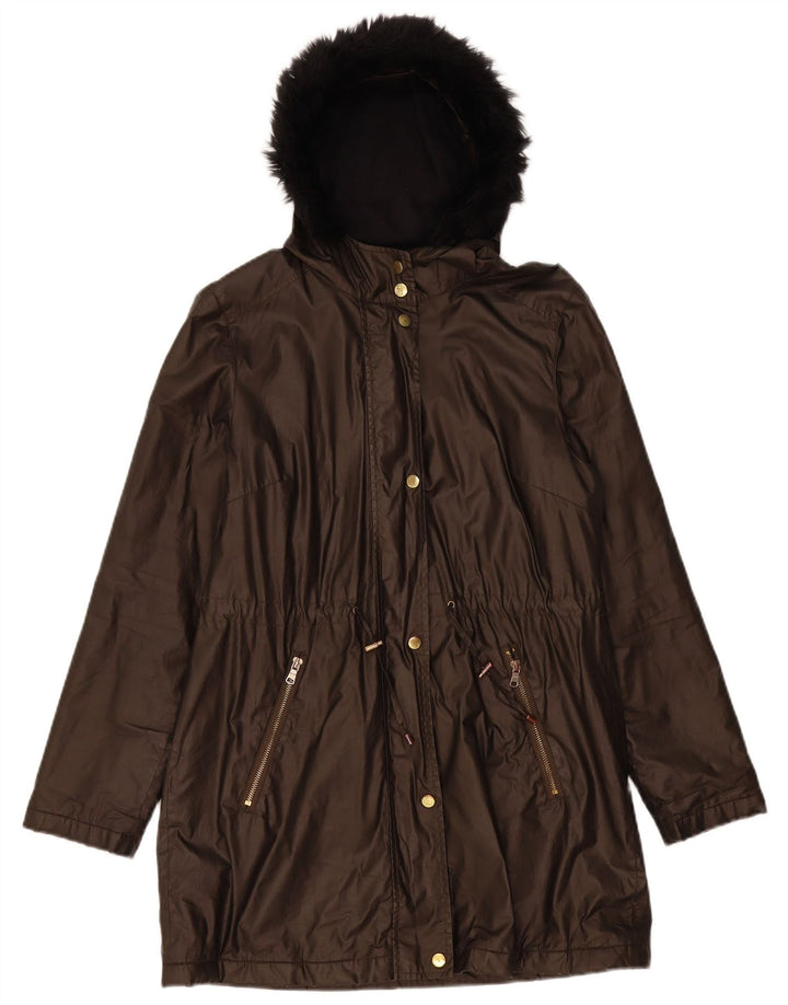 Marks & Spencer γυναικείο μπουφάν Parka με κουκούλα UK 10 Small Brown Polyamide
