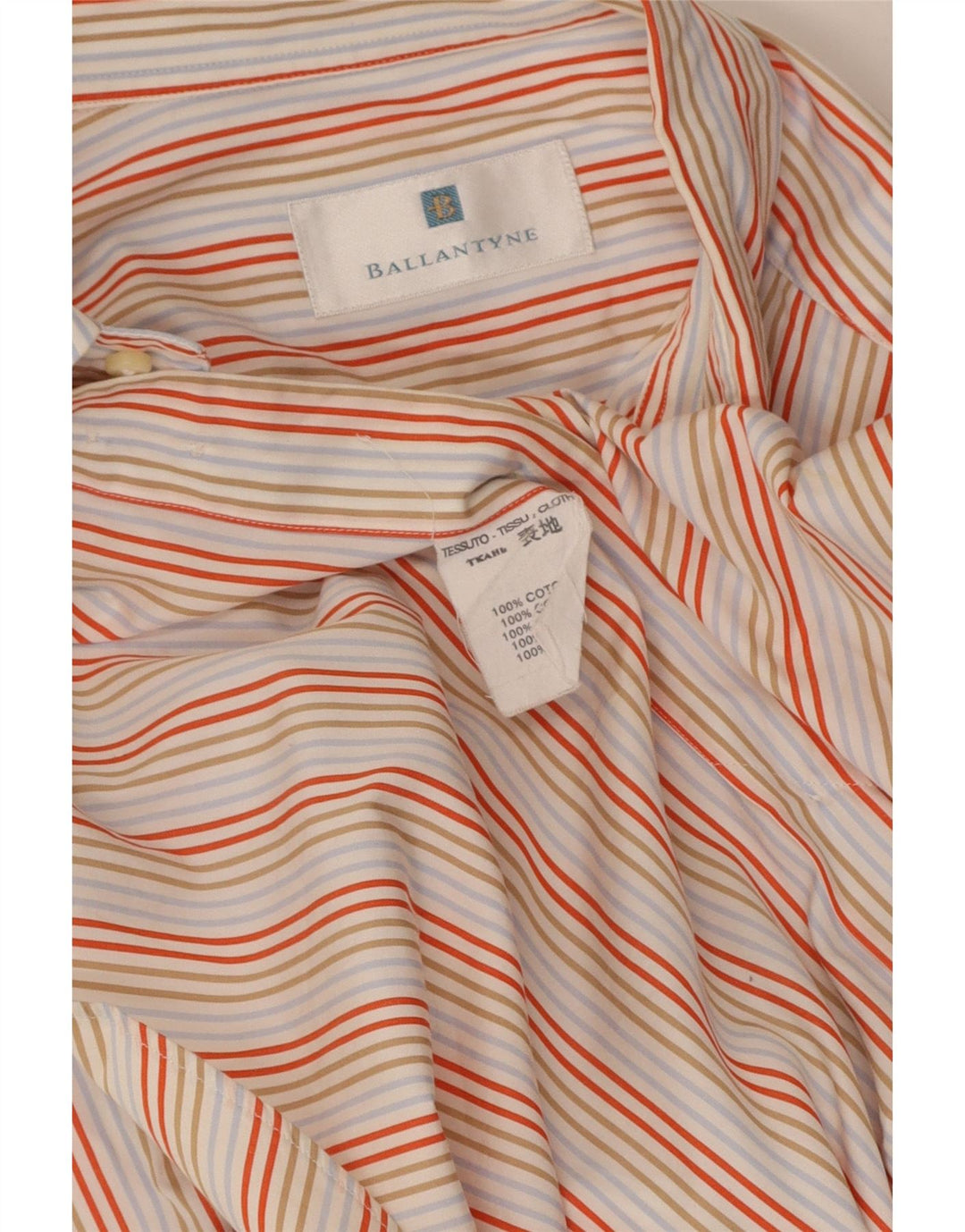 BALLANTYNE Mens Shirt XL Multicoloured Striped Cotton