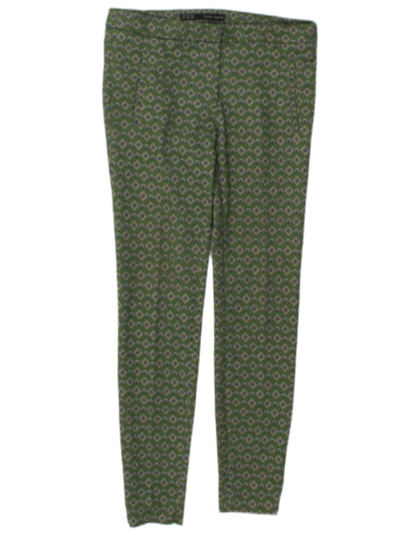 Zara Γυναικείο Slim Chino Παντελόνι XS W24 L26 Πράσινο Γεωμετρικό
