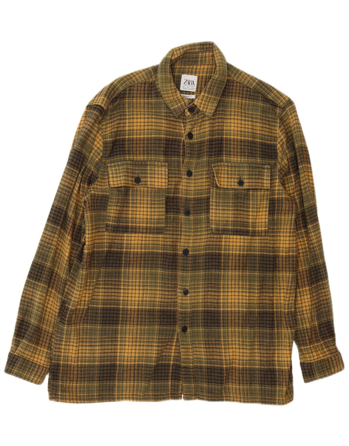Ανδρικό φανελένιο πουκάμισο Zara Relaxed Fit Large Khaki Check