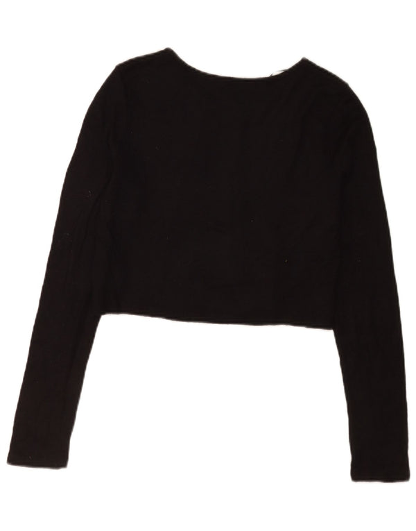 Zara Γυναικεία Ζακέτα Crop UK 12 μεσαία μαύρη βισκόζη
