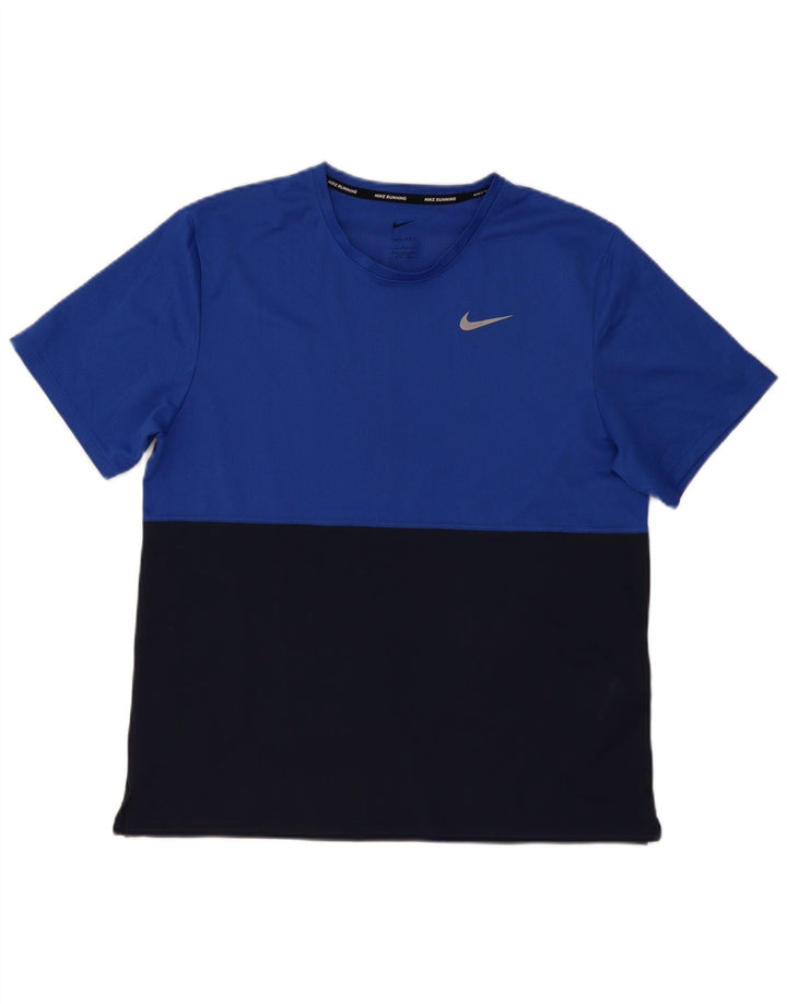 Ανδρικό T-Shirt Nike Dri Fit Top Large Blue Colorblock Πολυεστέρας