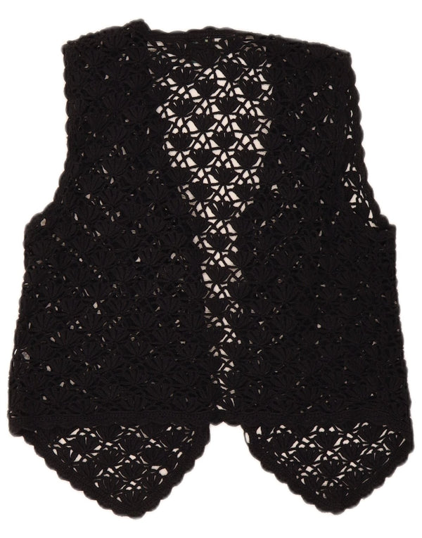Premode Γυναικεία Crop Crochet Cardigan Top UK 12 Medium Black Cotton