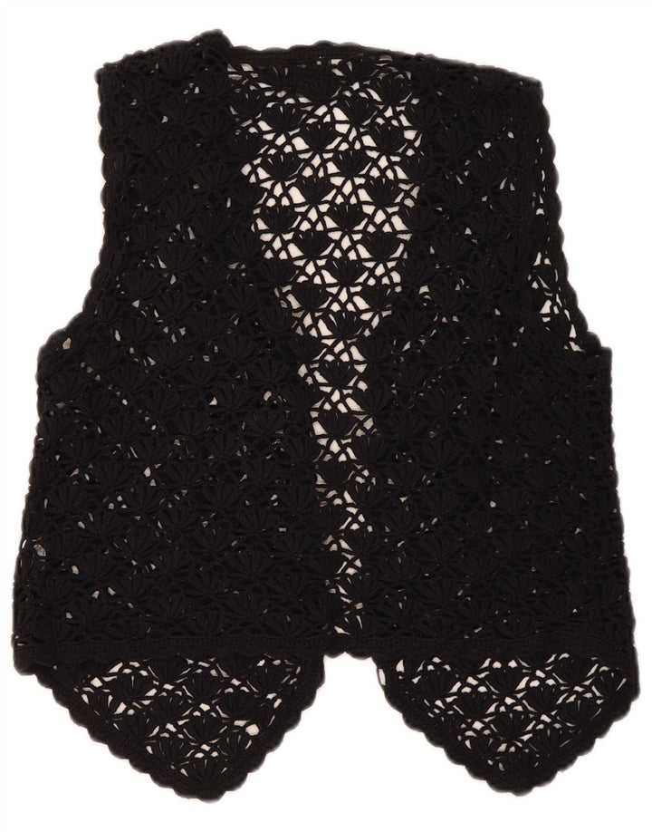 Premode Γυναικεία Crop Crochet Cardigan Top UK 12 Medium Black Cotton