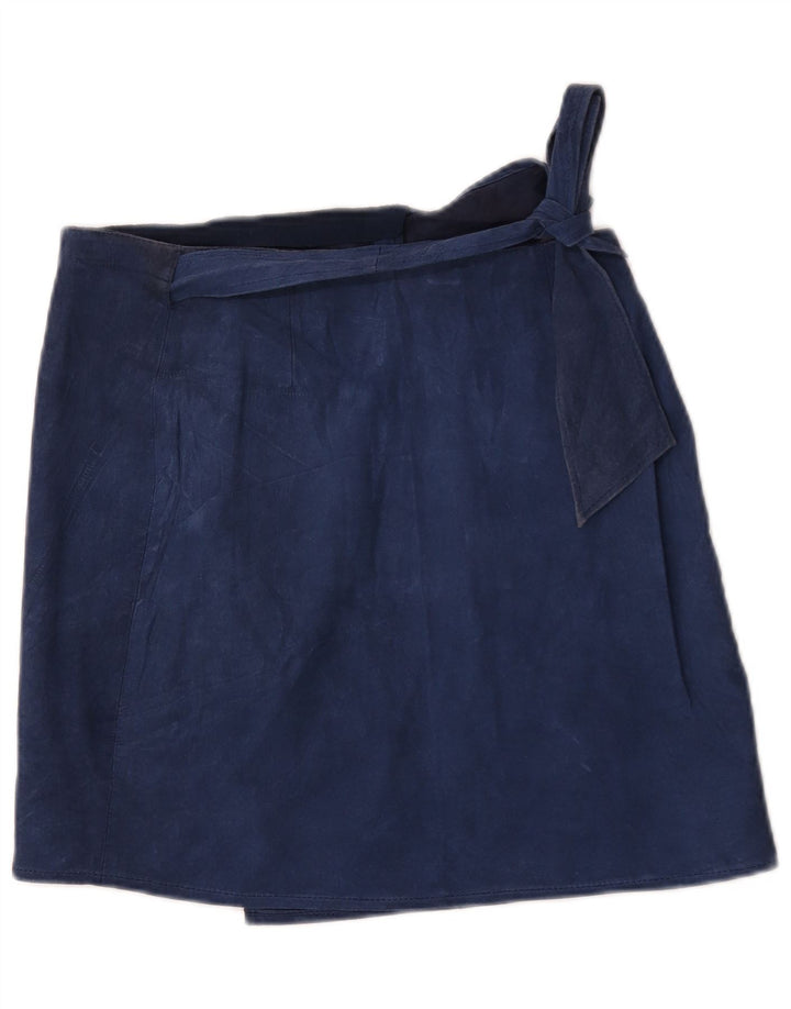 Vintage Γυναικεία Suede Mini Wrap Φούστα W32 Large Navy Blue