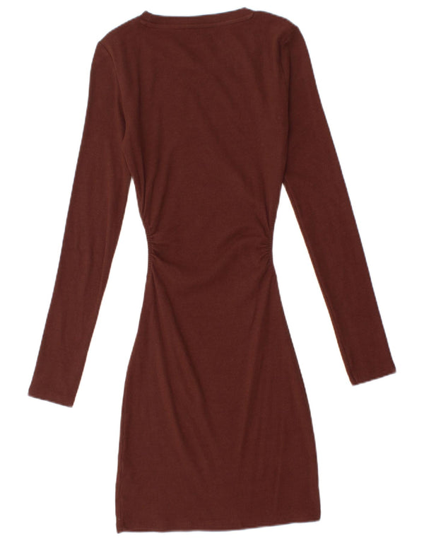 Zara Γυναικείο φόρεμα Jumper UK 8 Μικρό καφέ βαμβακερό