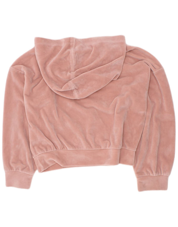 Dkny Girls Graphic Velor Hoodie Jumper 5-6 Years Pink Polyester
