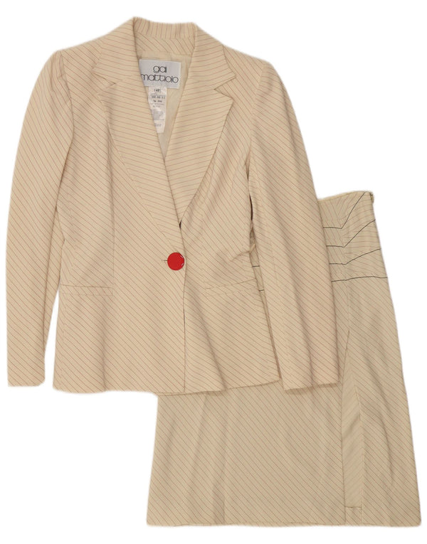 Gai Mattiolo γυναικεία φούστα 2 τεμαχίων UK 12 Medium W28 Off White ριγέ