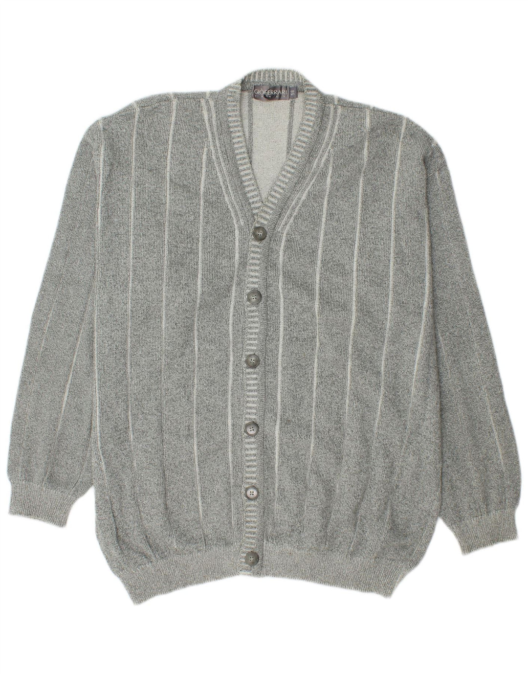 Ανδρικό πουλόβερ Gioferrari Cardigan IT 56 XL Γκρι ριγέ βαμβακερό