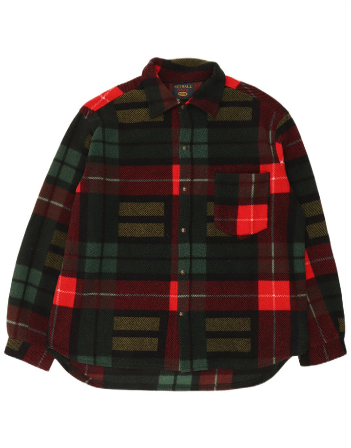 Vintage Ανδρικό πουκάμισο Fleece Πουκάμισο Μεγάλο Πολύχρωμο Check Polyester