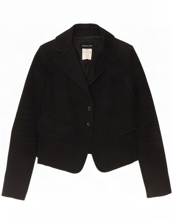 Patrizia Pepe Γυναικείο Μπουφάν Blazer 2 Κουμπιών IT 44 Μεσαίο Μαύρο Βαμβακερό
