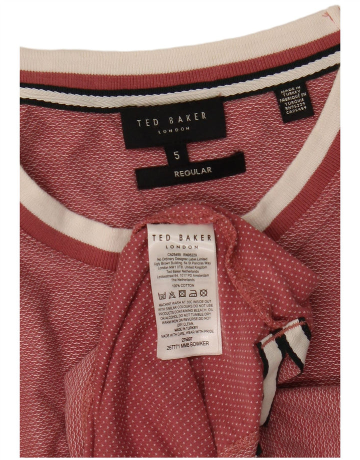 Ted Baker Ανδρικό T-Shirt κανονικό κορυφαίο μέγεθος 5 XL ροζ βαμβακερό