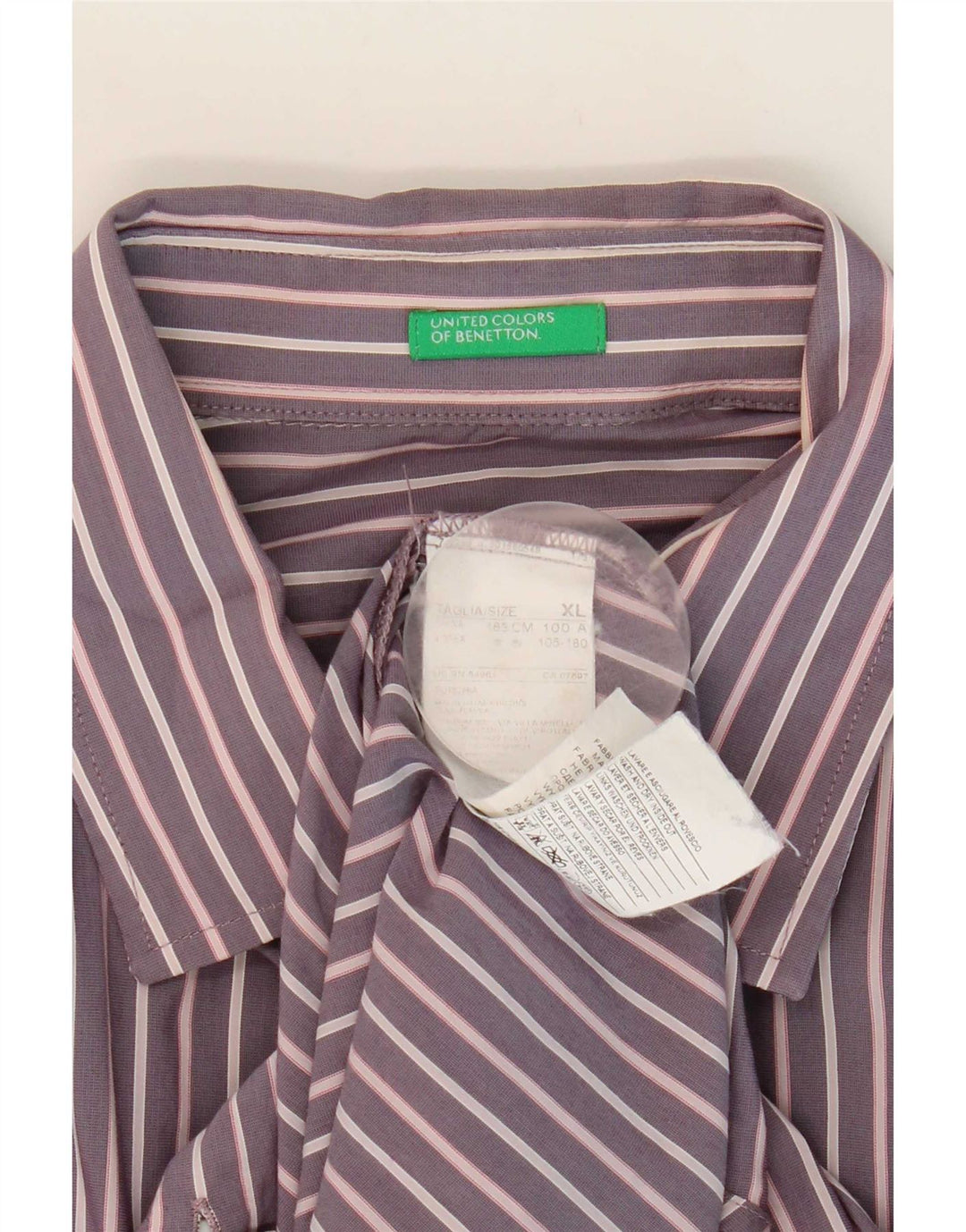 Ανδρικό πουκάμισο Benetton XL Μωβ ριγέ βαμβακερό