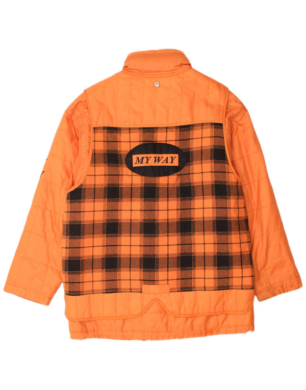 VINTAGE Γυναικείο Oversized Windbreaker Jacket UK 12 Medium Orange Check
