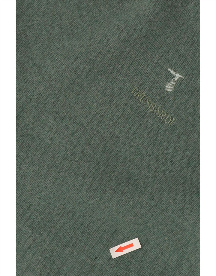 Ανδρικό πουλόβερ Trussardi με ρολό λαιμόκοψη, μεσαίο πράσινο μαλλί