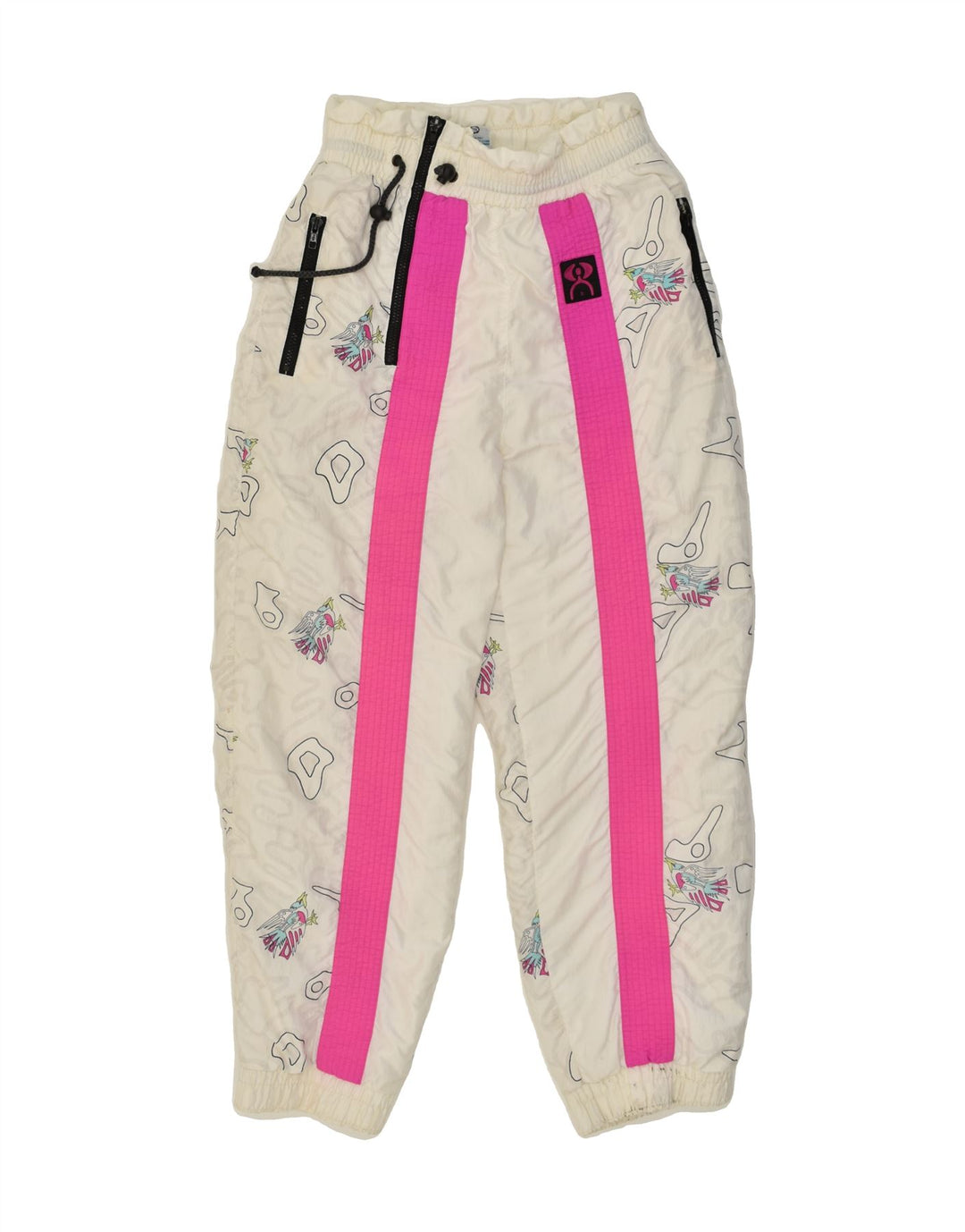 RODEO Girls Crazy Pattern Ski Trousers 11-12 Years White Spotted Nylon | Vintage Rodeo | Thrift | Second-Hand Rodeo | Used Clothing | Messina Hembry 
