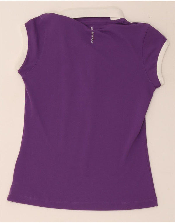 Under Armour Γυναικείο Heat Gear Polo πουκάμισο UK 12 Medium Purple Colourblock