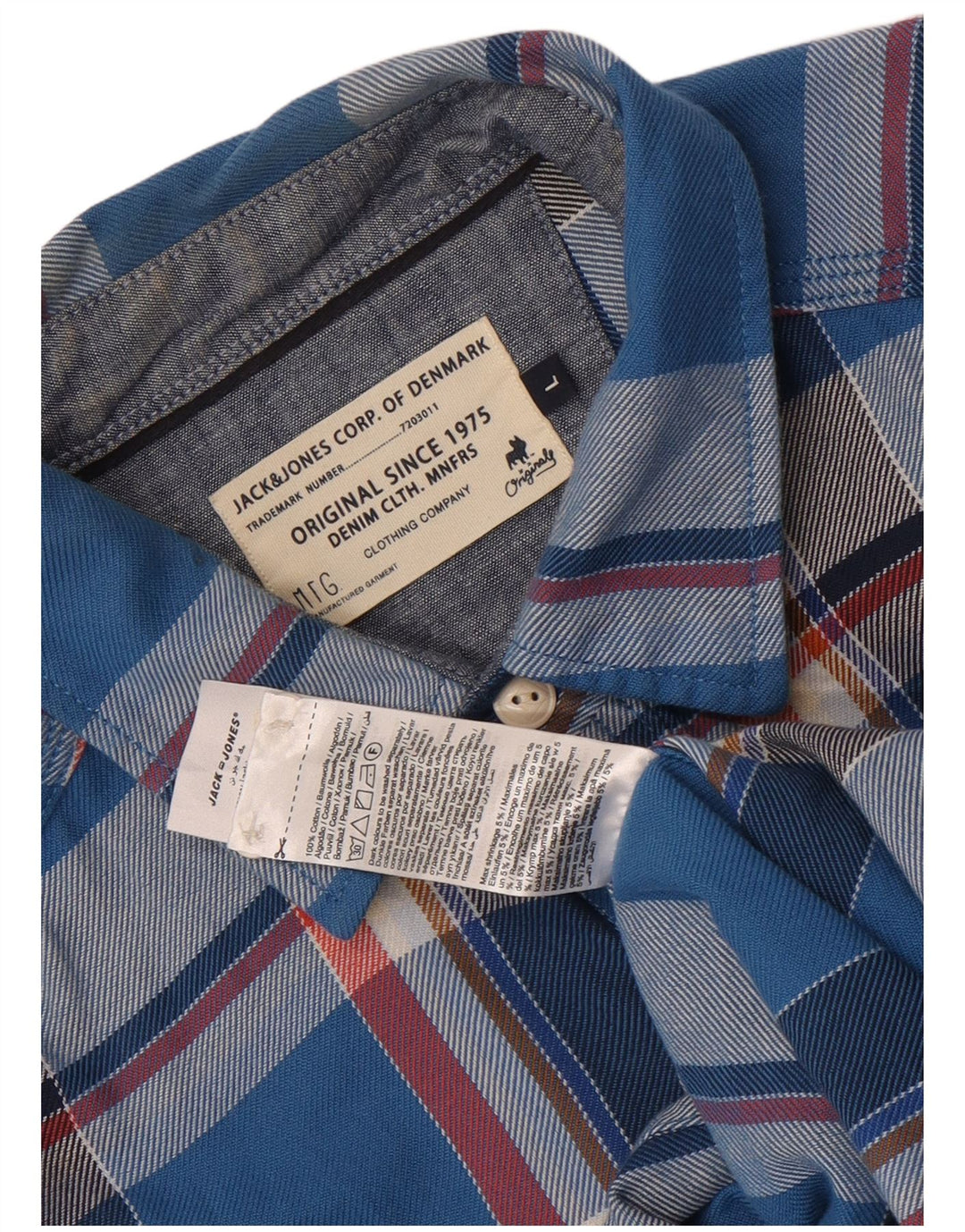 Jack & Jones Ανδρικό φανελένιο πουκάμισο μεγάλο μπλε βαμβακερό