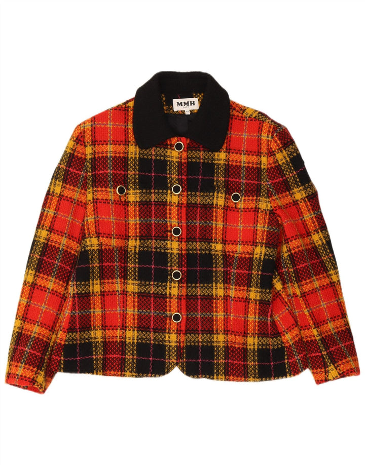 Vintage γυναικείο σακάκι με 5 κουμπιά σακάκι IT 48 XL Orange Check Virgin Wool