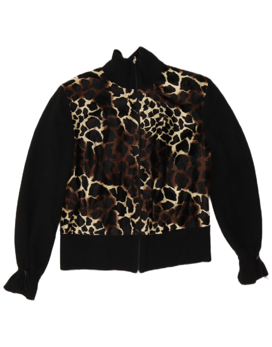 Vintage Γυναικείο Bomber Jacket UK 12 Medium Black Animal Print