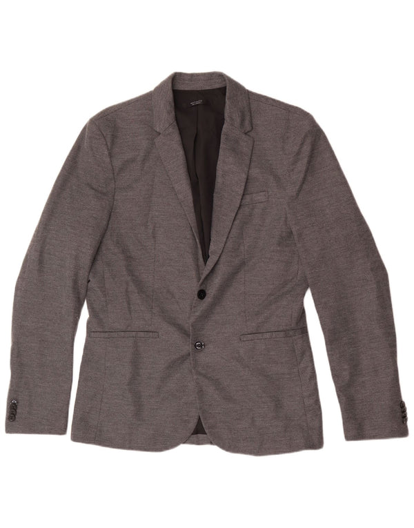 Zara Ανδρικό μπουφάν blazer 2 κουμπιών UK 40 Large Grey Polyester