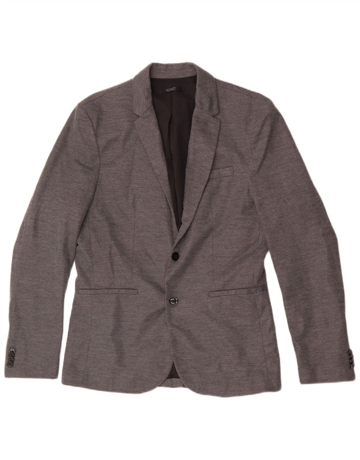 Zara Ανδρικό μπουφάν blazer 2 κουμπιών UK 40 Large Grey Polyester