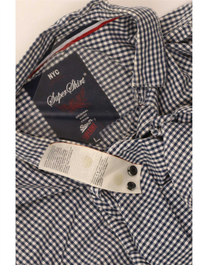 Ανδρικό πουκάμισο Superdry Μεγάλο Navy Blue Gingham Cotton