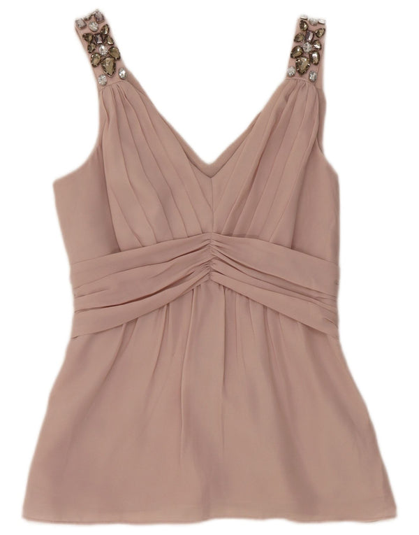 Coast Womens Crop Αμάνικη Μπλούζα Τοπ UK 8 Small Pink Polyester