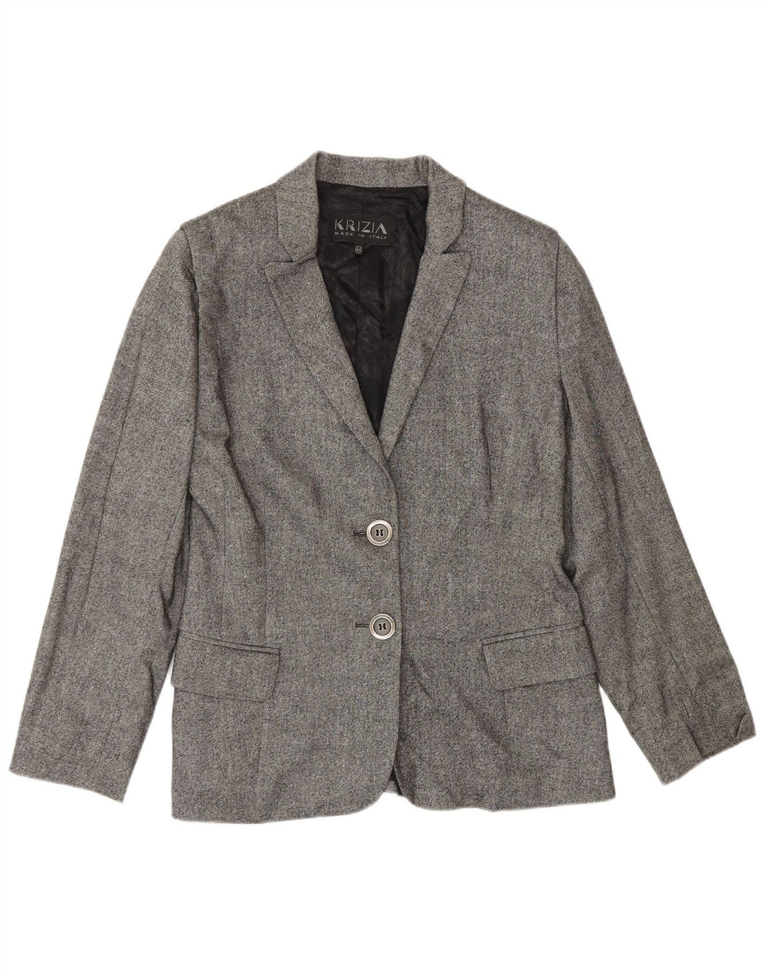 Krizia Γυναικείο Μπουφάν Blazer με 2 Κουμπιά IT 44 Μεσαίο Γκρι Μαλλί