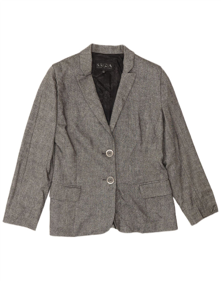 Krizia Γυναικείο Μπουφάν Blazer με 2 Κουμπιά IT 44 Μεσαίο Γκρι Μαλλί