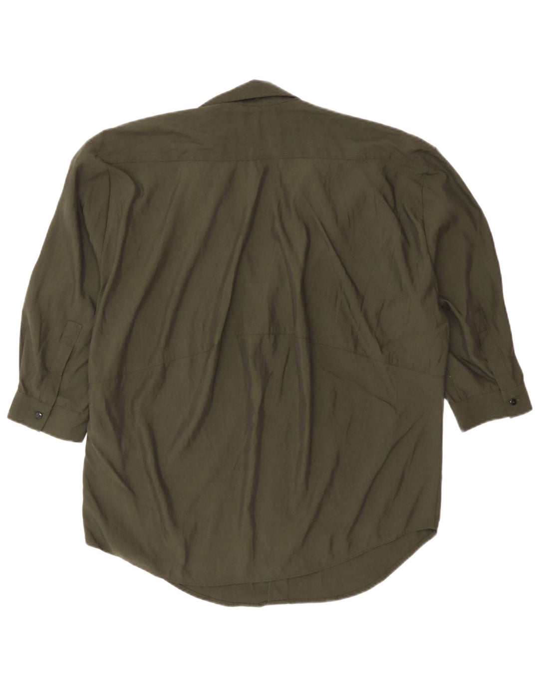 Zara γυναικείο πουλόβερ 3/4 μανίκι πουκάμισο UK 6 XS Khaki Lyocell