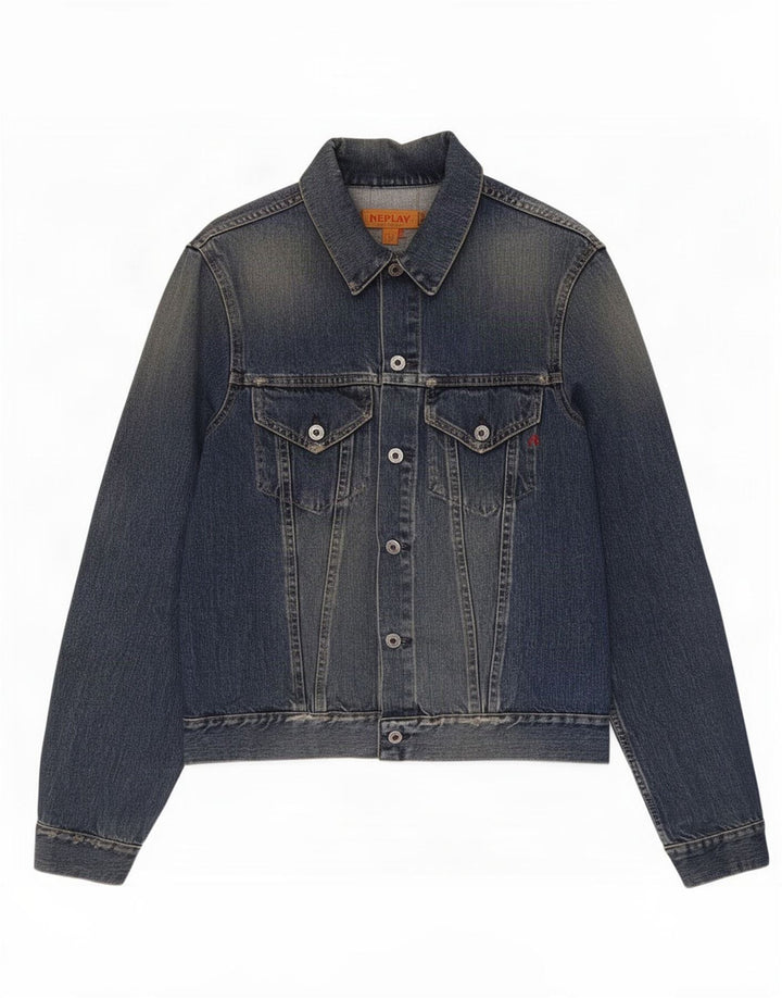 Replay Mens Distressed Denim Jacket UK 40 Large Blue Cotton