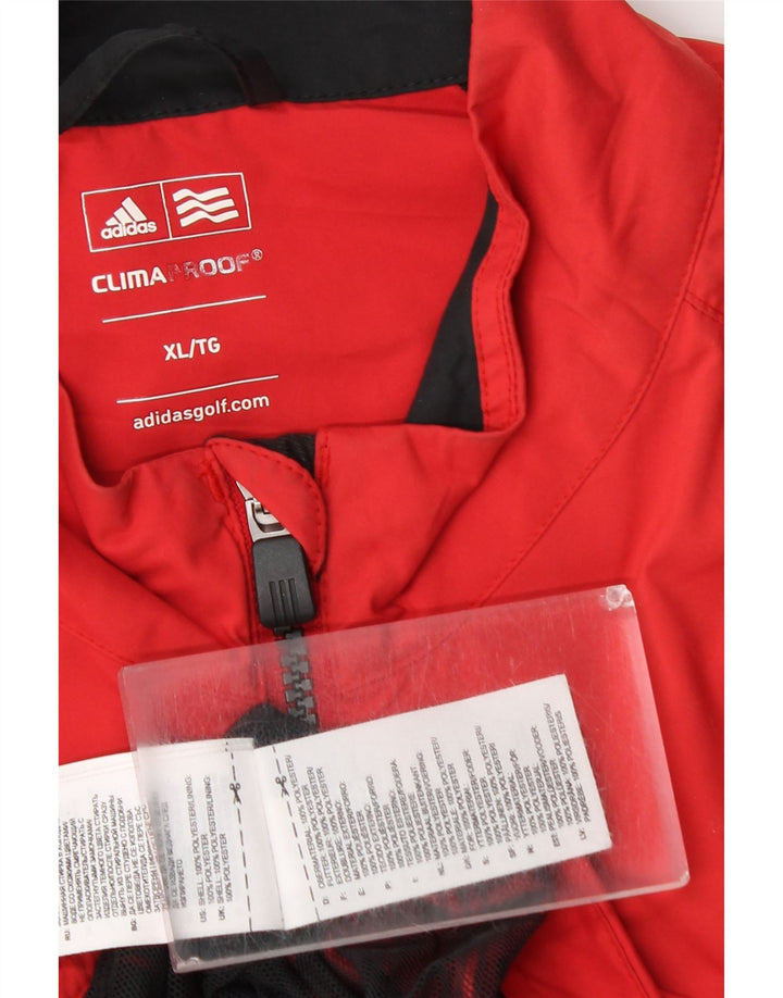 Adidas Ανδρικό Clima Proof Rain Jacket UK 42 XL Red Colourblock Polyester