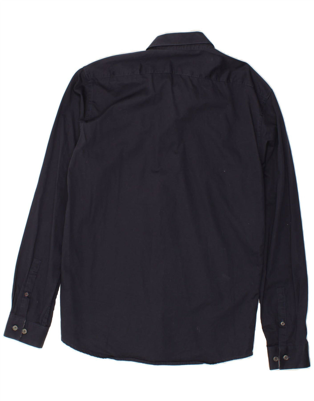 JULES Mens Fitted Shirt Large Navy Blue Cotton Vintage Jules and Second-Hand Jules from Messina Hembry 