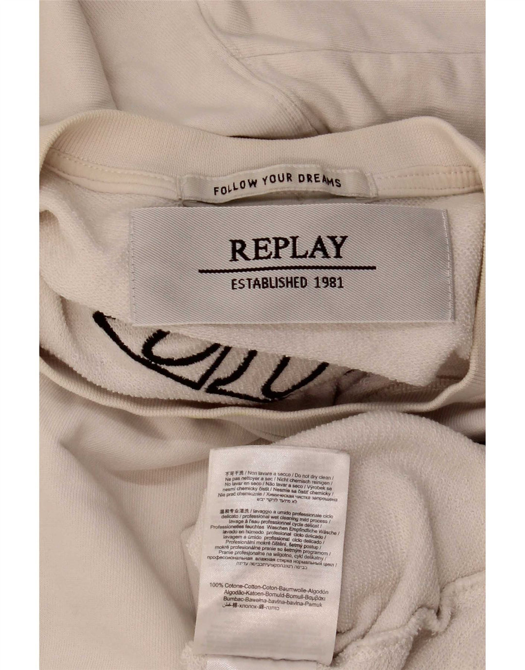 Replay Γυναικείο Γραφικό Φούτερ Jumper UK 14 Μεσαίο λευκό βαμβακερό