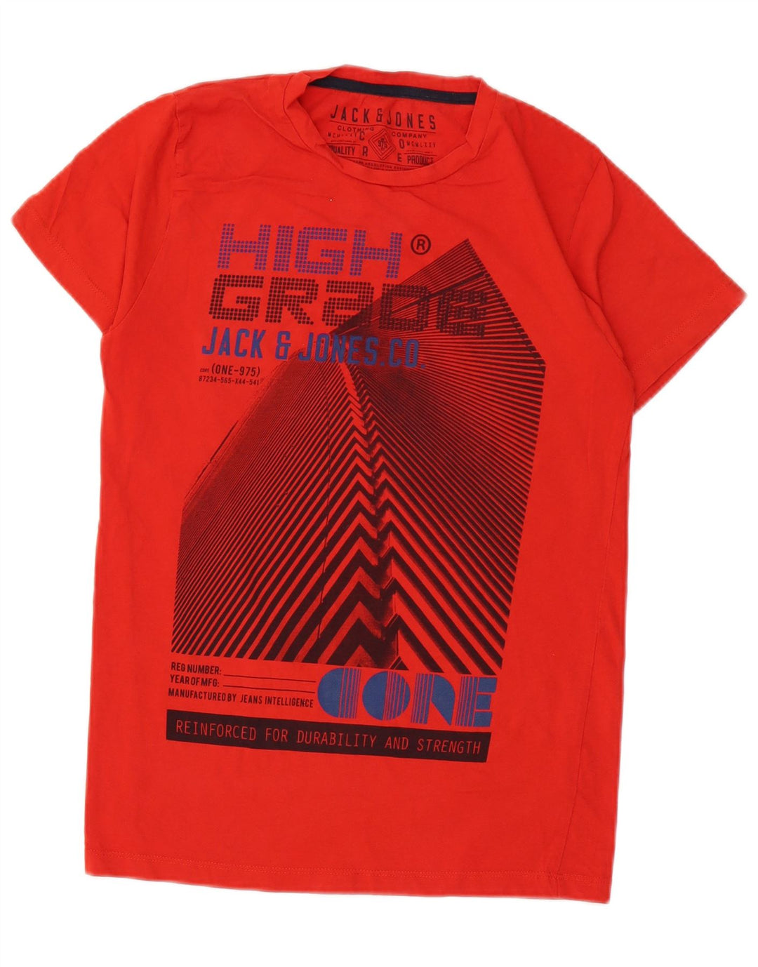 Ανδρικό γραφικό μπλουζάκι Jack & Jones, μεσαίο κόκκινο βαμβακερό